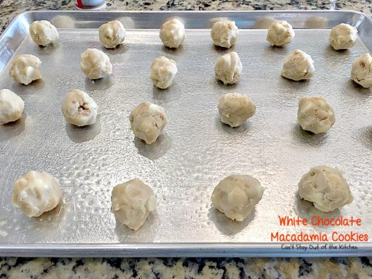 White Chocolate Macadamia Cookies | Can't Stay Out of the Kitchen | one of our favorite #desserts. These #cookies are divine! White #chocolate chips & #macadamianuts make them rich and decadent.