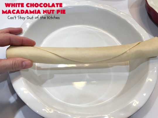 White Chocolate Macadamia Nut Pie | Can't Stay Out of the Kitchen | this rich, decadent, heavenly #pie will have you drooling from the first bite! It's a fantastic #dessert for the #holidays. It's filled with #MacadamiaNuts & #WhiteChocolateChips. Spectacular doesn't even begin to adequately describe this amazing #ChocolatePie. #WhiteChocolateMacadamiaNutPie #HolidayDessert
