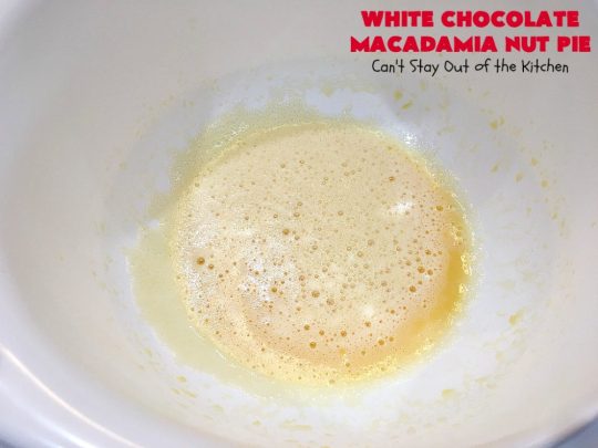 White Chocolate Macadamia Nut Pie | Can't Stay Out of the Kitchen | this rich, decadent, heavenly #pie will have you drooling from the first bite! It's a fantastic #dessert for the #holidays. It's filled with #MacadamiaNuts & #WhiteChocolateChips. Spectacular doesn't even begin to adequately describe this amazing #ChocolatePie. #WhiteChocolateMacadamiaNutPie #HolidayDessert