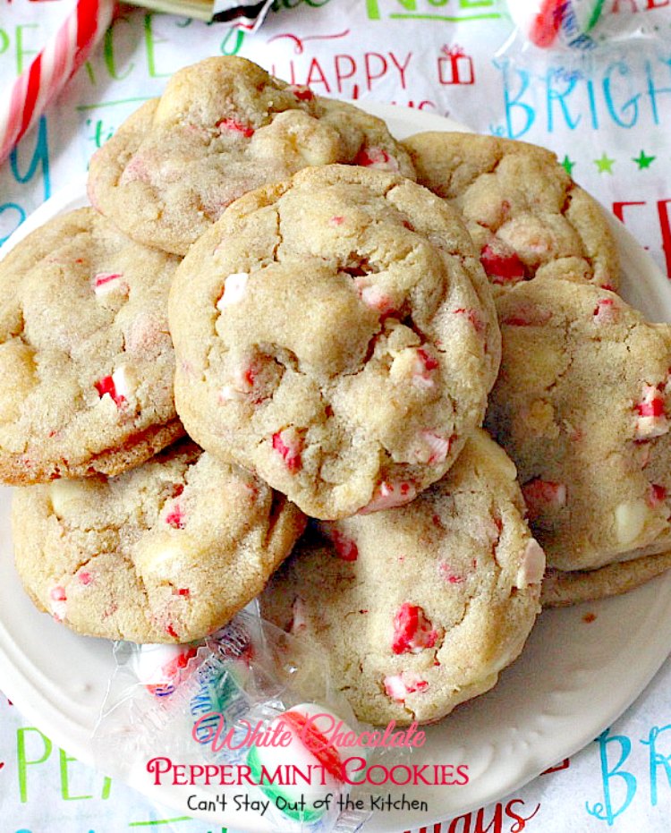 White Chocolate Peppermint Cookies | Can't Stay Out of the Kitchen | fantastic #cookies with white #chocolate chips & #Andes #peppermint baking chips. Great for #holiday baking. #dessert