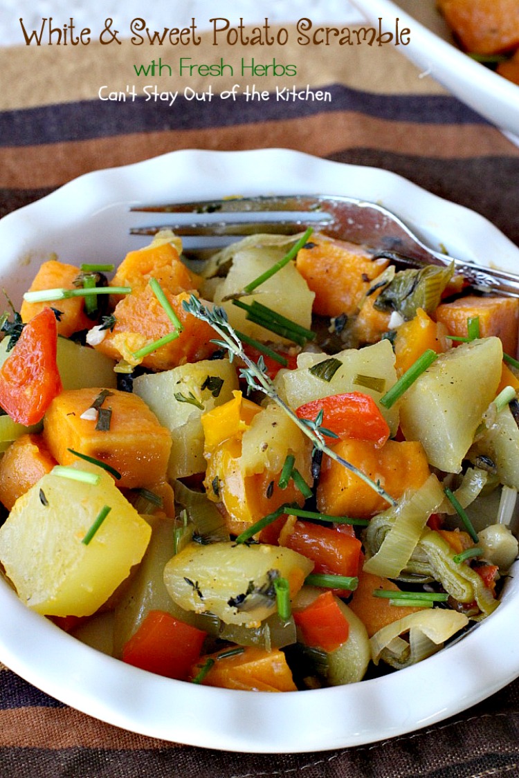 White and Sweet Potato Scramble with Fresh Herbs | Can't Stay Out of the Kitchen