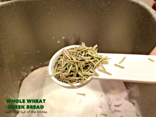 Whole Wheat Greek Bread | Can't Stay Out of the Kitchen | this delicious #Greek-style #bread is made with #olives, #FetaCheese & rosemary. It's wonderful for any kind of dinner menu especially if served with dipping oils. This fantastic tasting bread is a winner! It uses #WholeWheatFlour. #HomeBakedBread #WholeWheatBread #WholeWheatGreekBread #HomeBakedBread