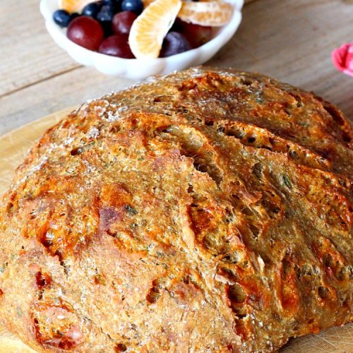 Whole Wheat No-Knead Bread | Can't Stay Out of the Kitchen | fantastic #NoKneadBread using #WheatFlour, #ProvoloneCheese & #SevenGrainCereal. Incredibly easy #HomemadeBread #recipe. #bread #ArtisanBread
