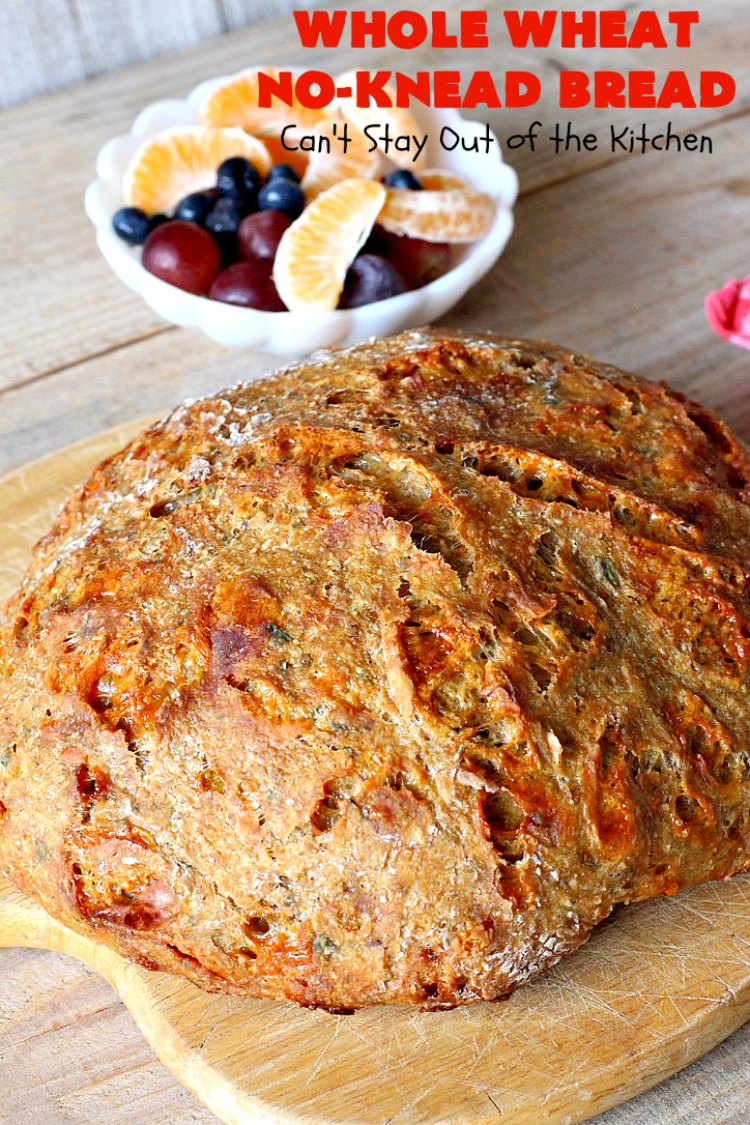 Whole Wheat No-Knead Bread | Can't Stay Out of the Kitchen | fantastic #NoKneadBread using #WheatFlour, #ProvoloneCheese & #SevenGrainCereal. Incredibly easy #HomemadeBread #recipe. #bread #ArtisanBread