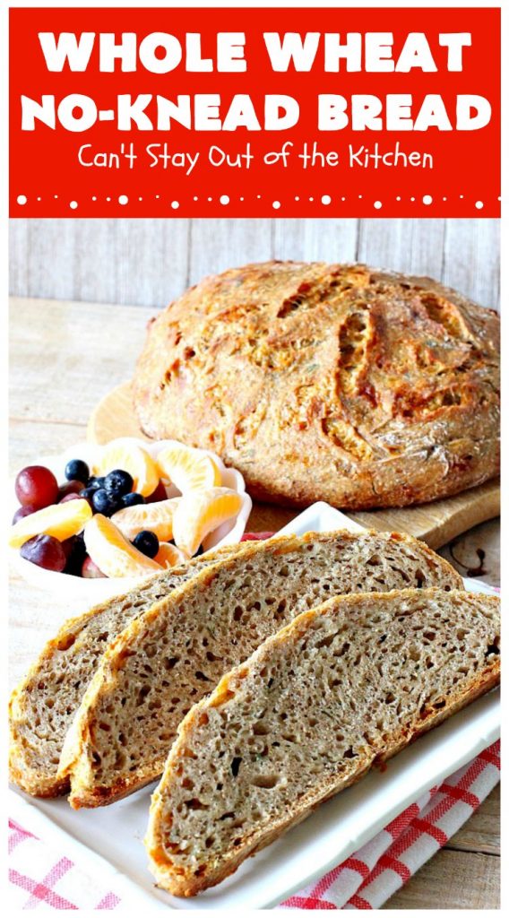 Whole Wheat No-Knead Bread | Can't Stay Out of the Kitchen | fantastic #NoKneadBread using #WheatFlour, #ProvoloneCheese & #SevenGrainCereal. Incredibly easy #HomemadeBread #recipe. #bread #ArtisanBread