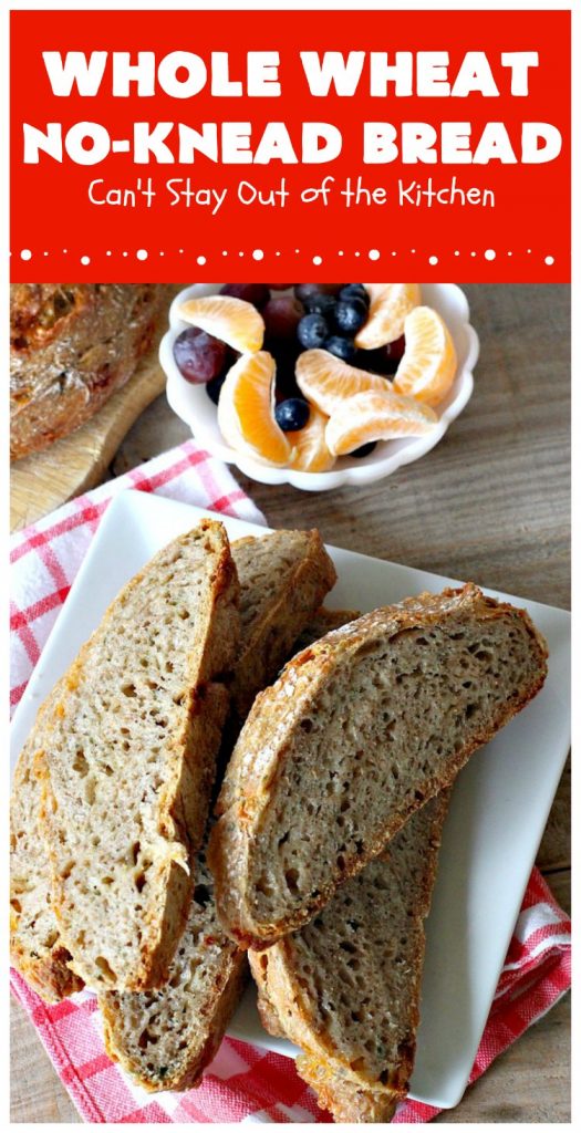 Whole Wheat No-Knead Bread | Can't Stay Out of the Kitchen | fantastic #NoKneadBread using #WheatFlour, #ProvoloneCheese & #SevenGrainCereal. Incredibly easy #HomemadeBread #recipe. #bread #ArtisanBread