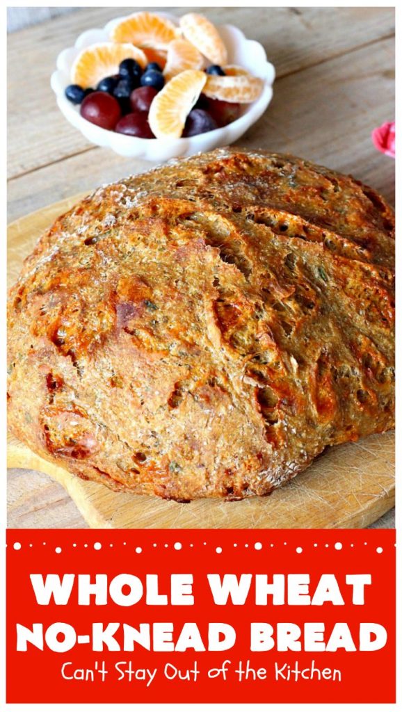 Whole Wheat No-Knead Bread | Can't Stay Out of the Kitchen | fantastic #NoKneadBread using #WheatFlour, #ProvoloneCheese & #SevenGrainCereal. Incredibly easy #HomemadeBread #recipe. #bread #ArtisanBread