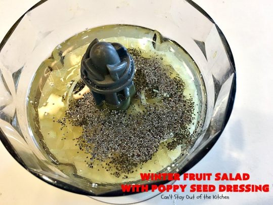 Winter Fruit Salad with Poppy Seed Dressing | Can't Stay Out of the Kitchen | this is our favorite #tossedsalad. It includes #cashews, #Swisscheese, #craisins, #apples & #pears. The homemade #poppyseeddressing is absolutely mouthwatering. This terrific #salad is wonderful for company or #holiday dinners like #FathersDay. #glutenfree