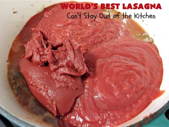 World's Best Lasagna | Can't Stay Out of the Kitchen | Wow your family, friends or company with this amazing #lasagna #recipe. Every bite will knock your socks off! #ItalianSausage adds zip & 3 cheeses, including loads of #Mozzarella & #parmesan make this cheesy entree even more delectable. #pasta #Italian #GroundBeef #RicottaCheese #BestLasagna #FavoriteLasagna #WorldsBestLasagna #WorldsGreatestLasagna