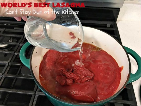 World's Best Lasagna | Can't Stay Out of the Kitchen | Wow your family, friends or company with this amazing #lasagna #recipe. Every bite will knock your socks off! #ItalianSausage adds zip & 3 cheeses, including loads of #Mozzarella & #parmesan make this cheesy entree even more delectable. #pasta #Italian #GroundBeef #RicottaCheese #BestLasagna #FavoriteLasagna #WorldsBestLasagna #WorldsGreatestLasagna