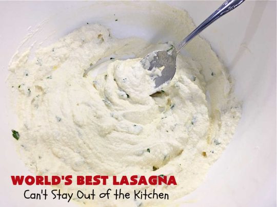 World's Best Lasagna | Can't Stay Out of the Kitchen | Wow your family, friends or company with this amazing #lasagna #recipe. Every bite will knock your socks off! #ItalianSausage adds zip & 3 cheeses, including loads of #Mozzarella & #parmesan make this cheesy entree even more delectable. #pasta #Italian #GroundBeef #RicottaCheese #BestLasagna #FavoriteLasagna #WorldsBestLasagna #WorldsGreatestLasagna