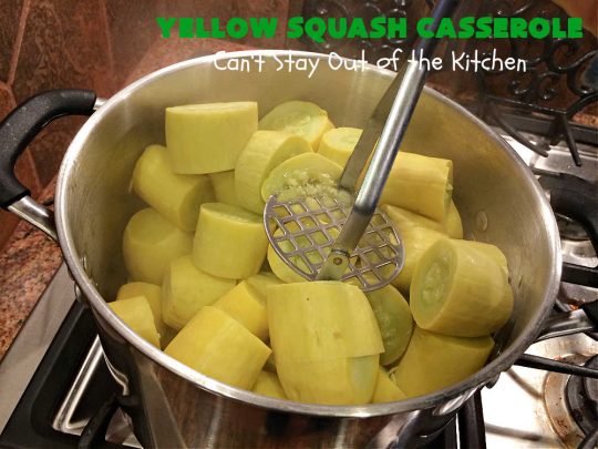 Yellow Squash Casserole | Can't Stay Out of the Kitchen | this is a fantastic #SideDish especially for company or #holiday dinners. It includes #YellowSquash, seasoned #BreadCrumbs & #ParmesanCheese. It's easy to toss together & a sumptuous way to prepare this tasty #vegetable. #casserole #YellowSquashCasserole