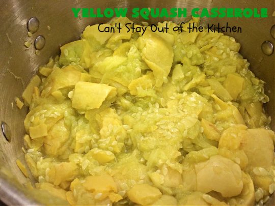Yellow Squash Casserole | Can't Stay Out of the Kitchen | this is a fantastic #SideDish especially for company or #holiday dinners. It includes #YellowSquash, seasoned #BreadCrumbs & #ParmesanCheese. It's easy to toss together & a sumptuous way to prepare this tasty #vegetable. #casserole #YellowSquashCasserole