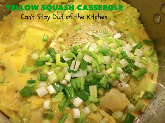 Yellow Squash Casserole | Can't Stay Out of the Kitchen | this is a fantastic #SideDish especially for company or #holiday dinners. It includes #YellowSquash, seasoned #BreadCrumbs & #ParmesanCheese. It's easy to toss together & a sumptuous way to prepare this tasty #vegetable. #casserole #YellowSquashCasserole