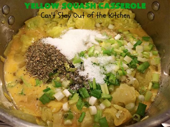 Yellow Squash Casserole | Can't Stay Out of the Kitchen | this is a fantastic #SideDish especially for company or #holiday dinners. It includes #YellowSquash, seasoned #BreadCrumbs & #ParmesanCheese. It's easy to toss together & a sumptuous way to prepare this tasty #vegetable. #casserole #YellowSquashCasserole