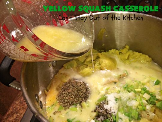 Yellow Squash Casserole | Can't Stay Out of the Kitchen | this is a fantastic #SideDish especially for company or #holiday dinners. It includes #YellowSquash, seasoned #BreadCrumbs & #ParmesanCheese. It's easy to toss together & a sumptuous way to prepare this tasty #vegetable. #casserole #YellowSquashCasserole