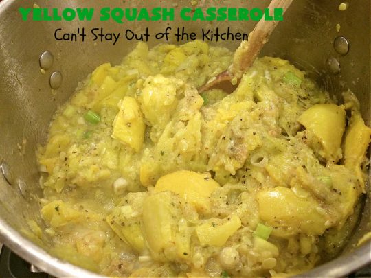 Yellow Squash Casserole | Can't Stay Out of the Kitchen | this is a fantastic #SideDish especially for company or #holiday dinners. It includes #YellowSquash, seasoned #BreadCrumbs & #ParmesanCheese. It's easy to toss together & a sumptuous way to prepare this tasty #vegetable. #casserole #YellowSquashCasserole