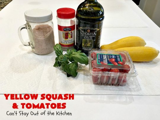 Yellow Squash and Tomatoes | Can't Stay Out of the Kitchen | this quick & easy #recipe can be whipped up in about 10 minutes! It's #vegan #GlutenFree #healthy & #LowCalorie. Great for any weeknight dinner. #tomatoes #YellowSquash #YellowSquashAndTomatoes