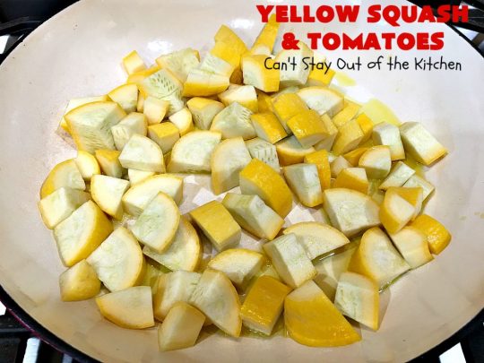 Yellow Squash and Tomatoes | Can't Stay Out of the Kitchen | this quick & easy #recipe can be whipped up in about 10 minutes! It's #vegan #GlutenFree #healthy & #LowCalorie. Great for any weeknight dinner. #tomatoes #YellowSquash #YellowSquashAndTomatoes