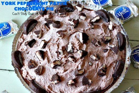 York Peppermint Pattie Chocolate Pie | Can't Stay Out of the Kitchen | this amazing #pie is chocked full of #YorkPeppermintPatties so it has amazing #chocolate & #peppermint flavor. Terrific #dessert for company or #holidays. #ChocolatePie #HolidayDessert #ChocolateDessert #PeppermintDessert #YorkPeppermintPattieChocolatePie
