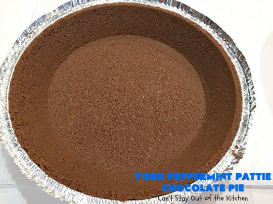 York Peppermint Pattie Chocolate Pie | Can't Stay Out of the Kitchen | this amazing #pie is chocked full of #YorkPeppermintPatties so it has amazing #chocolate & #peppermint flavor. Terrific #dessert for company or #holidays. #ChocolatePie #HolidayDessert #ChocolateDessert #PeppermintDessert #YorkPeppermintPattieChocolatePie