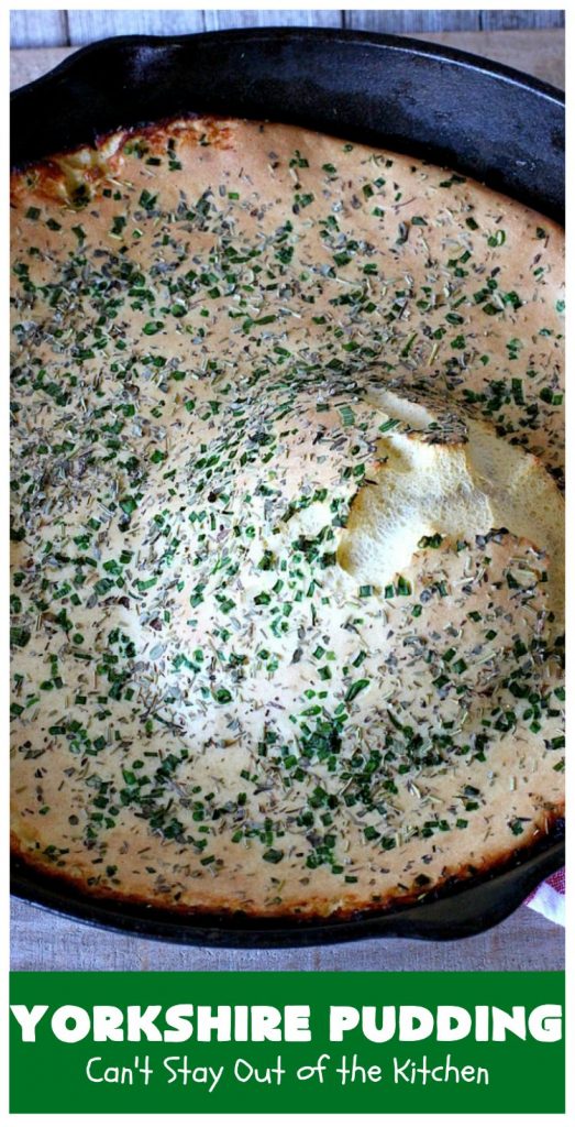 Yorkshire Pudding | Can't Stay Out of the Kitchen | this delightful "pudding" is terrific to serve with a #PotRoast dinner. Puffs up huge while baking. #bread #YorkshirePudding