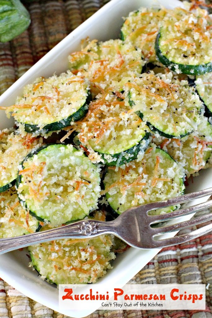 Zucchini Parmesan Crisps | Can't Stay Out of the Kitchen | this amazing #zucchini side dish is quick, easy and delicious. Everyone loves it. #parmesancheese