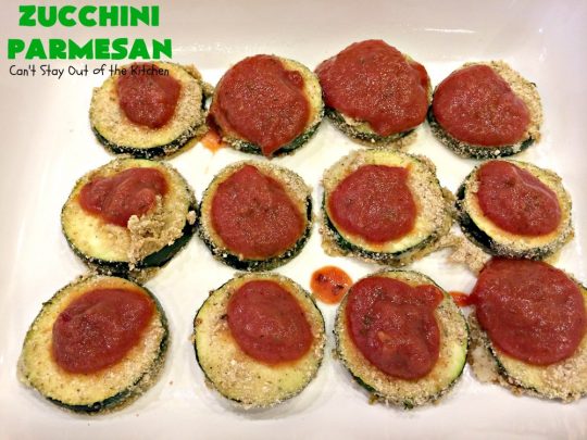 Zucchini Parmesan | Can't Stay Out of the Kitchen | this fantastic #zucchini #casserole is filled with breaded zucchini, #parmesan #cheese & #spaghettisauce. It's terrific for #MeatlessMondays or as a side dish for company & #holidays like #Thanksgiving or #Christmas.