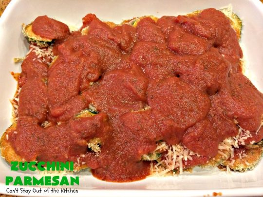 Zucchini Parmesan | Can't Stay Out of the Kitchen | this fantastic #zucchini #casserole is filled with breaded zucchini, #parmesan #cheese & #spaghettisauce. It's terrific for #MeatlessMondays or as a side dish for company & #holidays like #Thanksgiving or #Christmas.