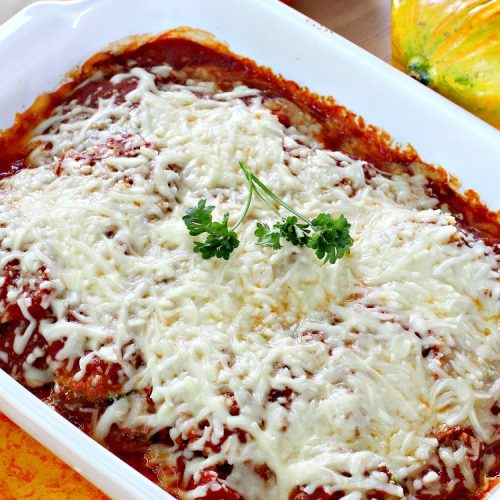 Zucchini Parmesan | Can't Stay Out of the Kitchen | this fantastic #zucchini #casserole is filled with breaded zucchini, #parmesan #cheese & #spaghettisauce. It's terrific for #MeatlessMondays or as a side dish for company & #holidays like #Thanksgiving or #Christmas.