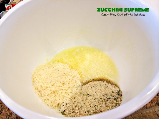 Zucchini Supreme | Can't Stay Out of the Kitchen | this fantastic side dish is easy to make and filled with #zucchini and #cheese! Perfect #casserole for #FathersDay or other #holiday menus.