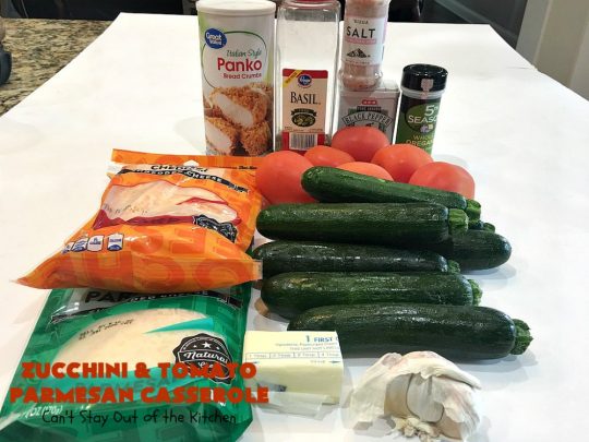 Zucchini and Tomato Parmesan Casserole | Can't Stay Out of the Kitchen | This fantastic #casserole is one of the best #zucchini side dishes you'll ever eat. It got rave reviews from our company. It has great #Italian flavor & is terrific for company or #holiday meals like #Thanksgiving. Great for #MeatlessMondays too. #tomatoes #ParmesanCheese #CheddarCheese #PankoBreadCrumbs  #ZucchiniCasserole #ZucchiniTomatoCasserole #HolidaySideDish #ZucchiniAndTomatoParmesanCasserole