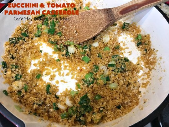 Zucchini and Tomato Parmesan Casserole | Can't Stay Out of the Kitchen | This fantastic #casserole is one of the best #zucchini side dishes you'll ever eat. It got rave reviews from our company. It has great #Italian flavor & is terrific for company or #holiday meals like #Thanksgiving. Great for #MeatlessMondays too. #tomatoes #ParmesanCheese #CheddarCheese #PankoBreadCrumbs  #ZucchiniCasserole #ZucchiniTomatoCasserole #HolidaySideDish #ZucchiniAndTomatoParmesanCasserole