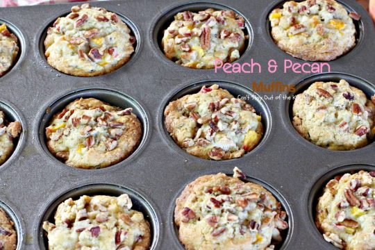 Peach and Pecan Muffins | Can't Stay Out of the Kitchen | these tasty #muffins are filled with #peaches and #pecans and stay moist because sour cream is included in the batter. #breakfast